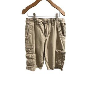 🍒 2/$20 🍒  Beige Cotton Cargo Shorts, Multiple Pockets & Button Closure sz 30